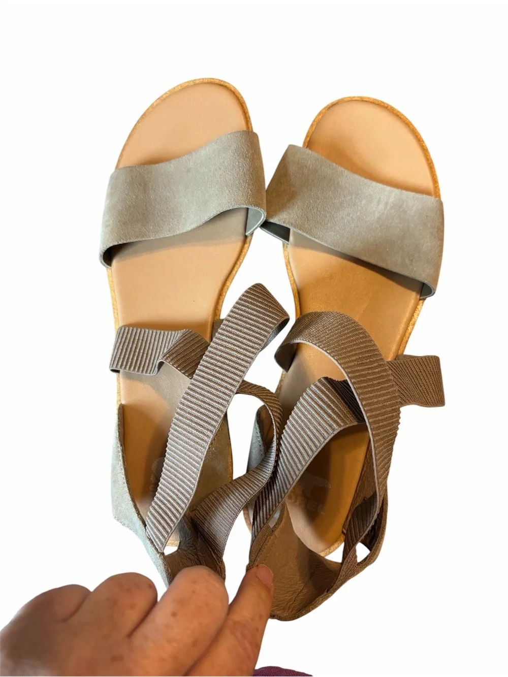 SOREL Ella II Tan Suede Strappy Comfort Walking Flat Sandals Size 11
